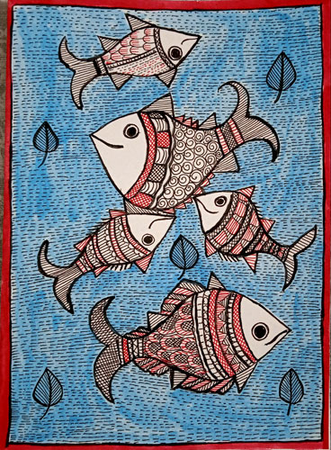Five Fish Greeting Card for New Year 2022