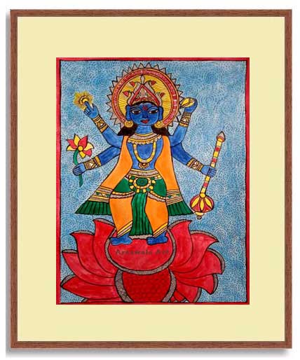 Why Madhubani painting is famous? Join 1-1 live class from the best artist 3 Lord-Vishnu-Framed-Madhuban