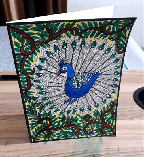 21 Greeting card Peacock Handmade Painting for Birthday and New Year 2022