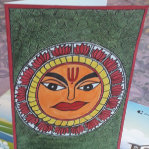 Handmade Sun Greeting Card of Mithila Art