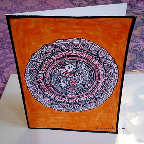Rangoli Design Greeting Card in Madhubani Painting