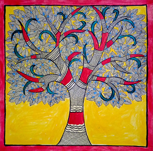Kalpvruksha means Tree of Life in Madhubani Painting